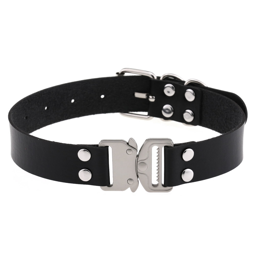 Bullet 69 - Buckle Rivet Halsband - Schwarz/Schwarz
